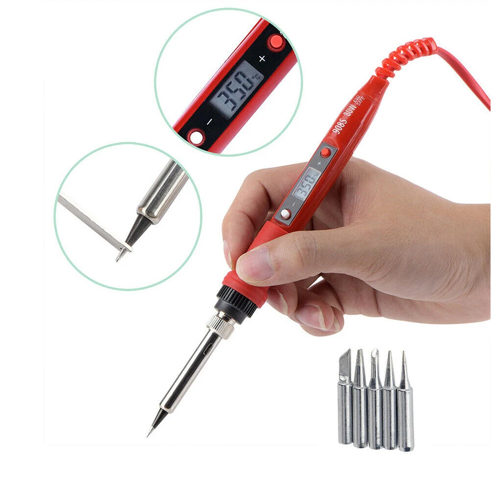 

Electric Solder Iron 80W 220V / 110V Adjustable Temperature LCD Digital Display 908S Soldering Station Welding Repair Tool
