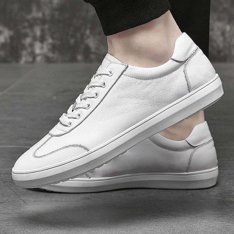 

Genuine Leather Casual Shoes men lace up black oxfords fashion sneakers Men British Wild Tide Leather Shoes men footwear