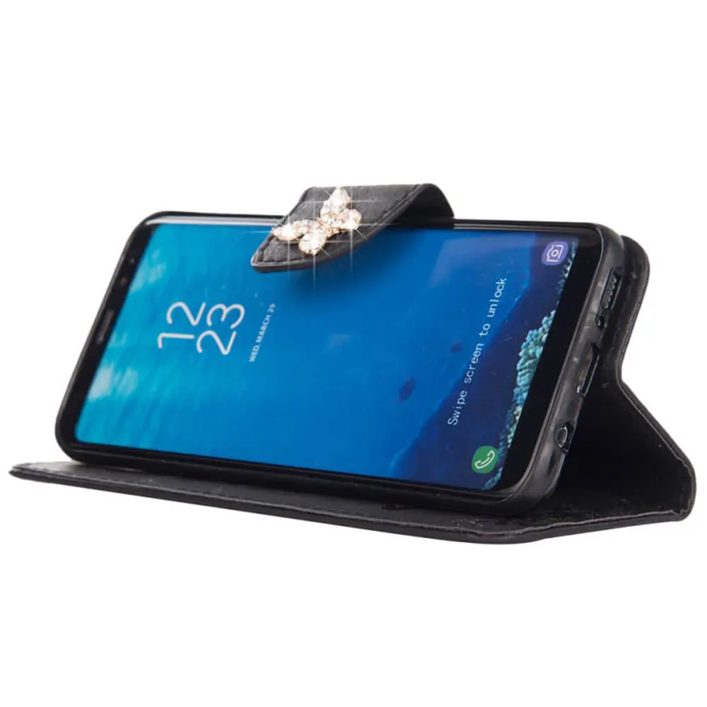 Кожаный чехол книжка LAPOPNUT с бабочкой для Samsung Galaxy S10 S10e S9 S8 Plus S7 Edge Note8 Note9 роскошный