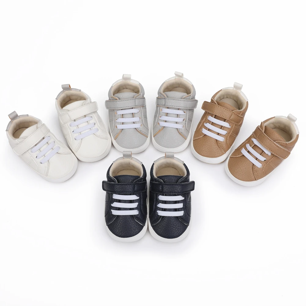 

Baby Boys 0-18M Shoes Soft Anti-slip Sole Infant PU Leather Sneakers Toddler Prewalker Cozy First Walker Lace-up Crib Shoes