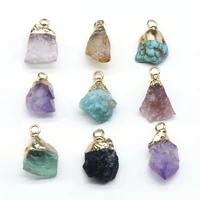 natural stone gem crystal agate rough gilt plating small pendant diy necklace bracelet earrings jewelry accessories making
