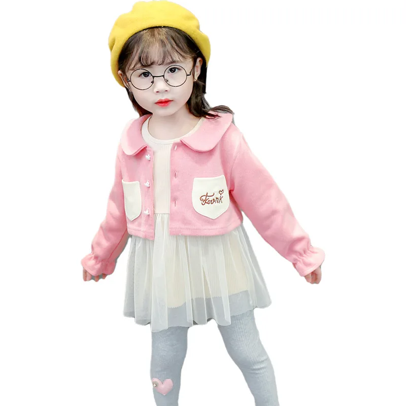 

Spring Autumn Children Cute Clothes Baby Boys Girls Jacket Dress Pants 3Pcs/sets Kids Infant Clothing Toddler Casual Sportswear