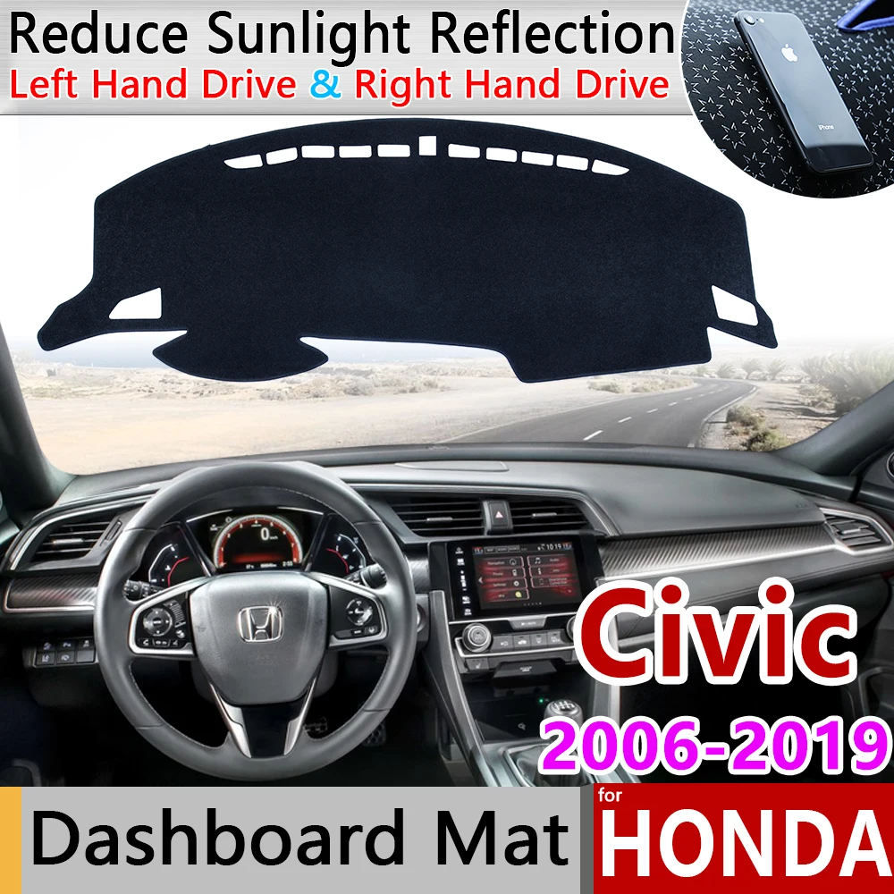 Для Honda Civic 8 9 10 2006 ~ 2019 Противоскользящий коврик на приборную панель