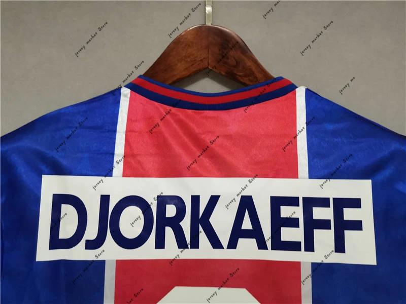 

Football shirt summer man short sleeve Acetate jerseys blue DJORKAEFF 1995-96 home Retro soccer jersey