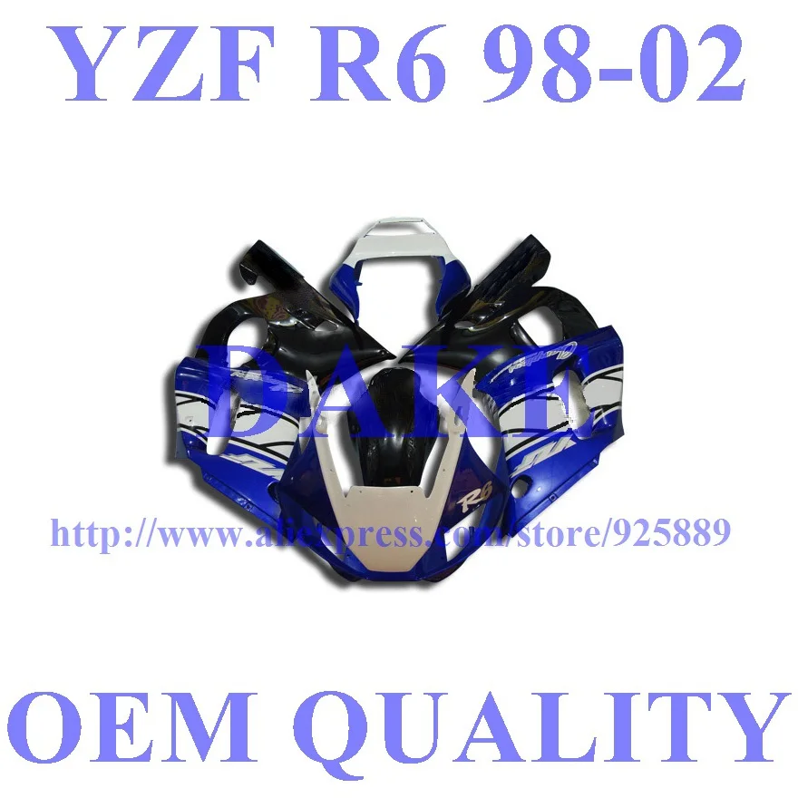 

Injection 100%new blue white black Fairing kit for Yamaha YZF-R6 98-02 YZF R6 98 99 00 01 02 YZF 600 R6 1998 - 2002 ABS fairing