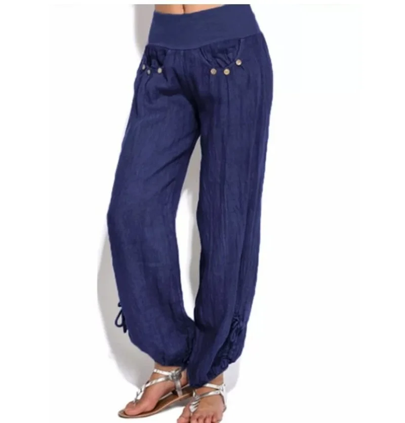 

Women Autumn Fashion Casual Pants 2021 New Loose High Waist Harem Jogging Pant Solid Summer Female Linen Gym Trousers Home Wear