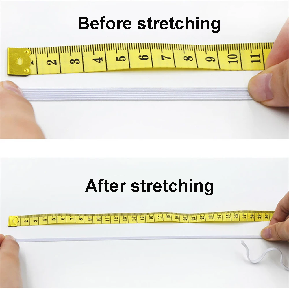 Эластичная лента для масок белая черная 3 мм 6 100 ярдов|Резинки| |