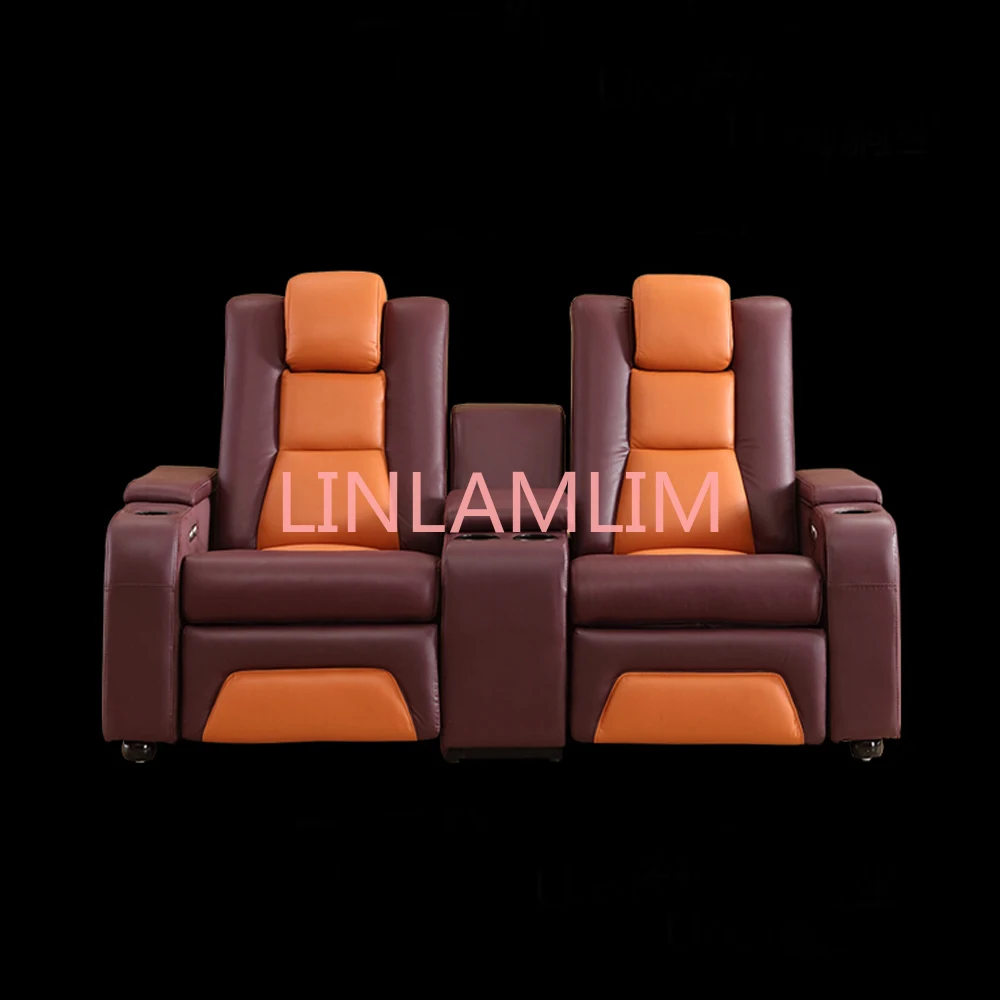 

Linlamlim Electric Recliner Italian Leather Sofa Double Power Reclining Seats Multifunctional Theater Couch with Cup Holder,USB