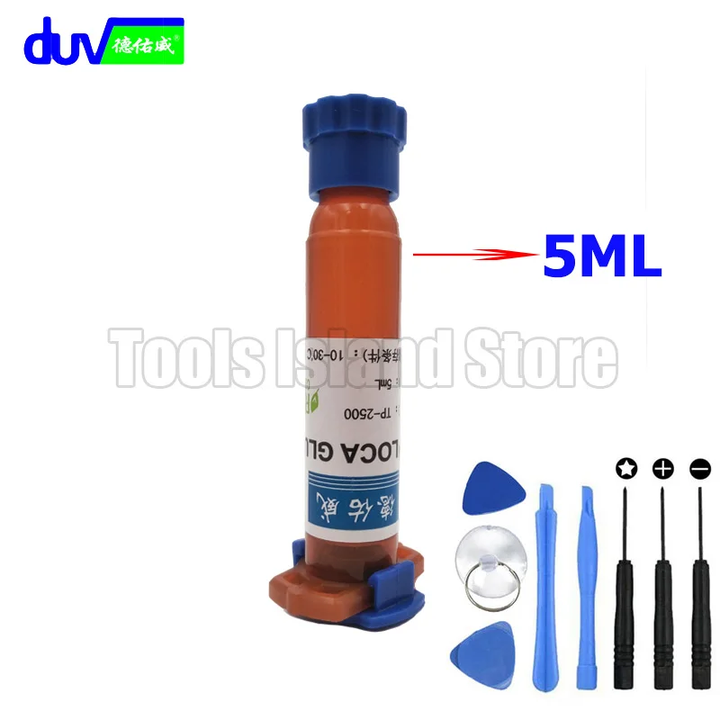 5ML Sets 30 мл УФ клей tp-2500 LOCA Жидкий оптический прозрачный клей+ 8 в 1 инструменты для мобильного телефона сенсорный экран - Цвет: 5ML Sets