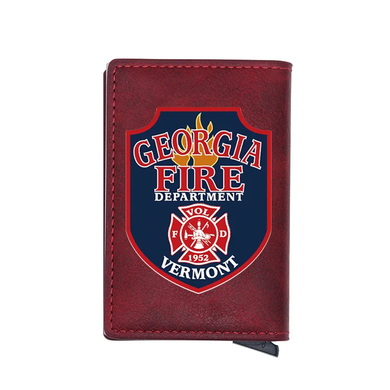 

Georgia Fire Department Vermont Fashion Digital Printing Leather Credit Card Holder Wallet Men Women Short Purse Gift