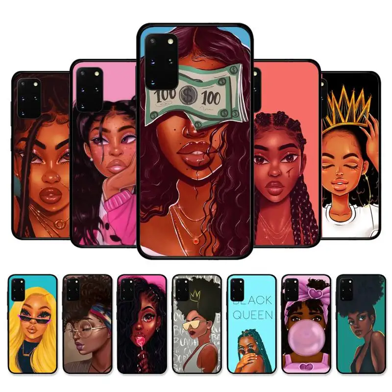 

Fashion Black Girls Phone Case for Samsung S21 S10 Lite S20 Ultra S9 S8 Plus S7 S6 edge S5 cover