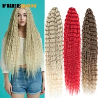 freedom synthetic long curly wave crochet hair 32 inch synthetic braiding hair natural wavy ombre blonde red hair extensions