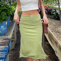 fsda 2021 green midi bodycon skirt women sexy summer high waist fashion 90s vintage casual beach pencil skirts ladies