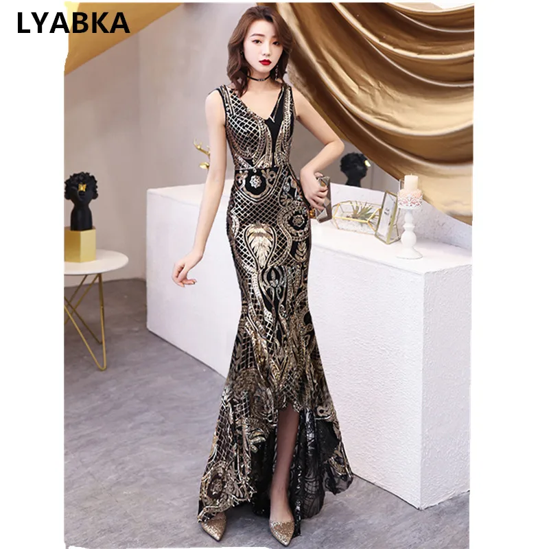 Новое модное вечернее платье с v-образным вырезом высоким низким 2020 Robe De Soiree vestido de