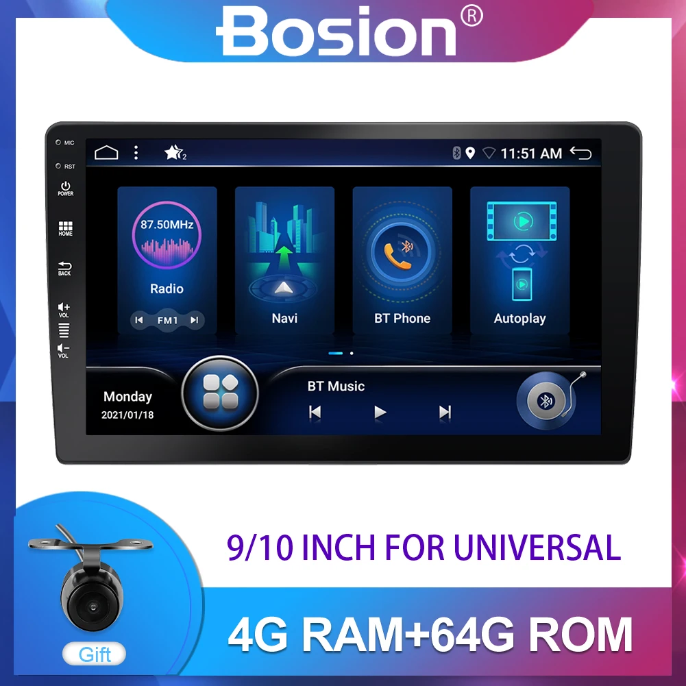 1 Din/2din Android 10 4 Гб + 64 1/9 дюймовый автомобильный радиоприемник мультимедийный