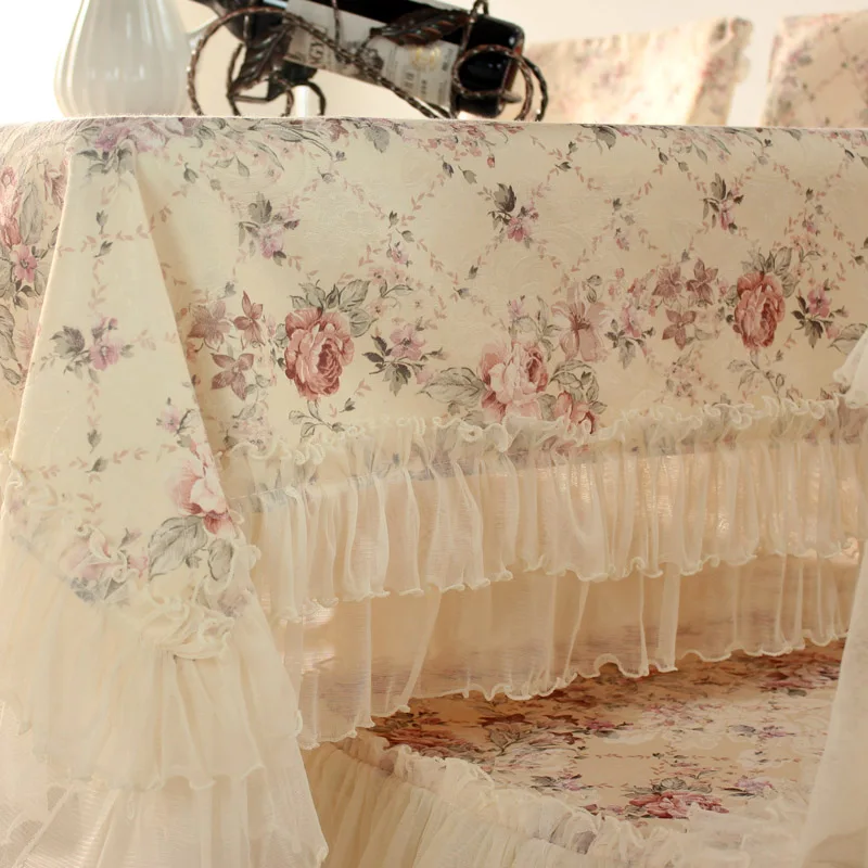 

EUROPE POLYESTER TABLECLOTH CHAIR SETS EMBROIDERED FLORAL HOLLOW TABLE COVER RECTANGULAR ELEGANT HOME PARTY WEDDING DECORATION