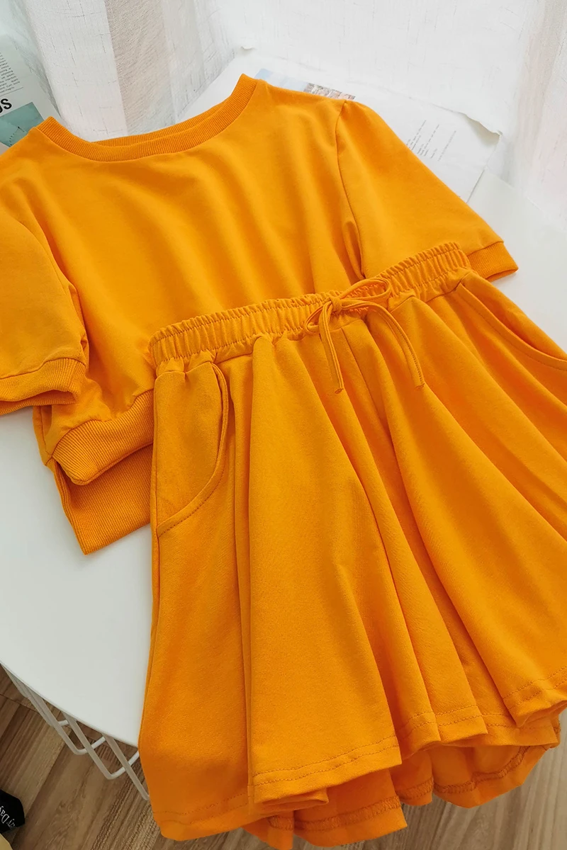 

Casual Fashion Suit 2021 New Product Round Neck Short Irregular Top High Waist Half-length Umbrella Two-piece Set