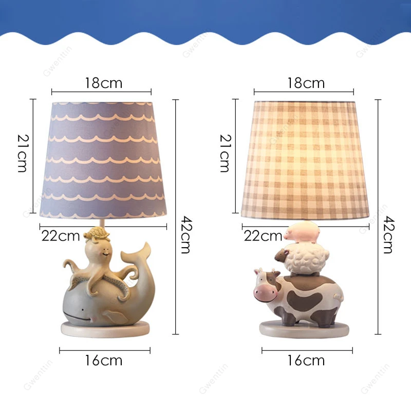 Настольная лампа с милым мультяшным дельфином и коровой украшение для детской