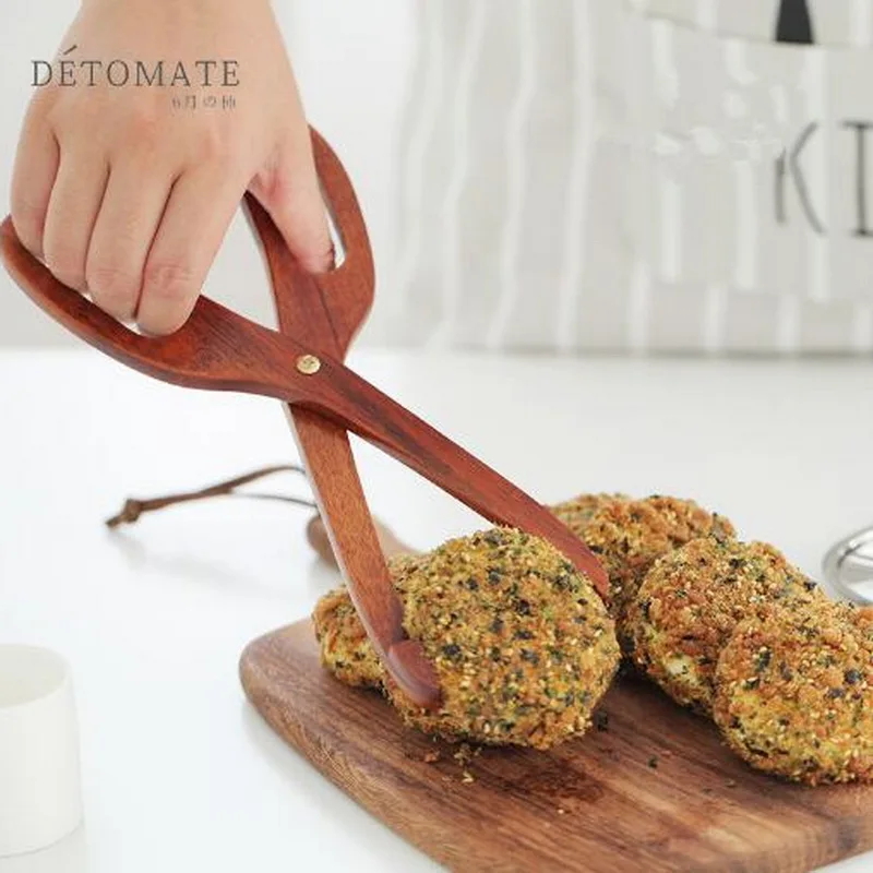 

Nan Wooden Hot Pot Wooden Clip Bread Baked Barbecue Food Clip Vegetable Salad Clip