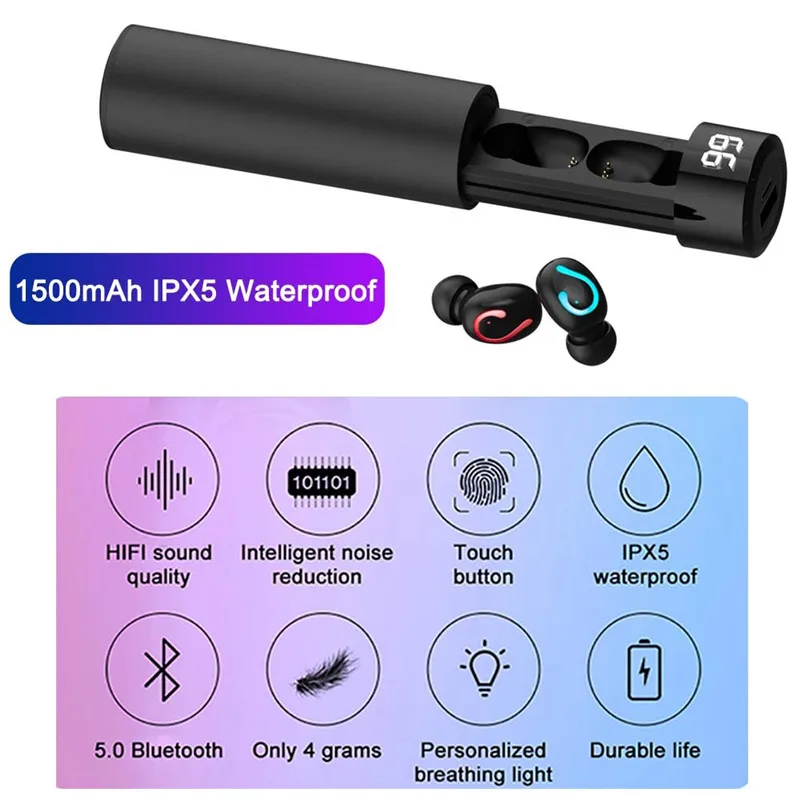 Q67 наушники-вкладыши TWS с наушники Беспроводной Bluetooth 5 0 ухо телефонов хэндс-фри 1500