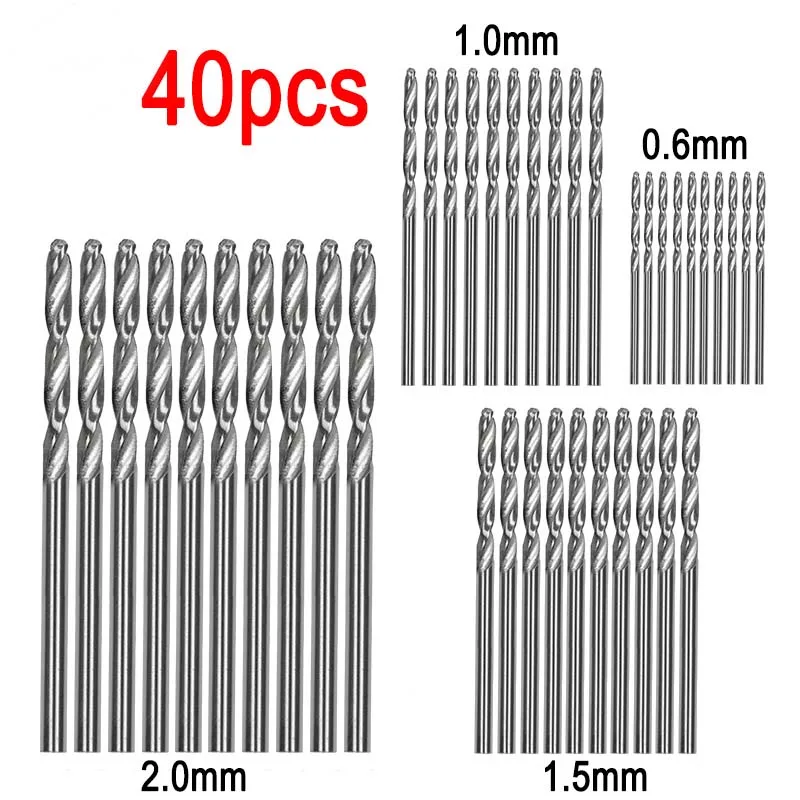 40pcs HSS 4241 40 шт. сверла HSS высокоскоростные стальные Сверла Набор инструментов 0,5 мм 1 мм 1,5 мм 2 мм HSS электроинструменты - Цвет: 40pcs HSS 4241