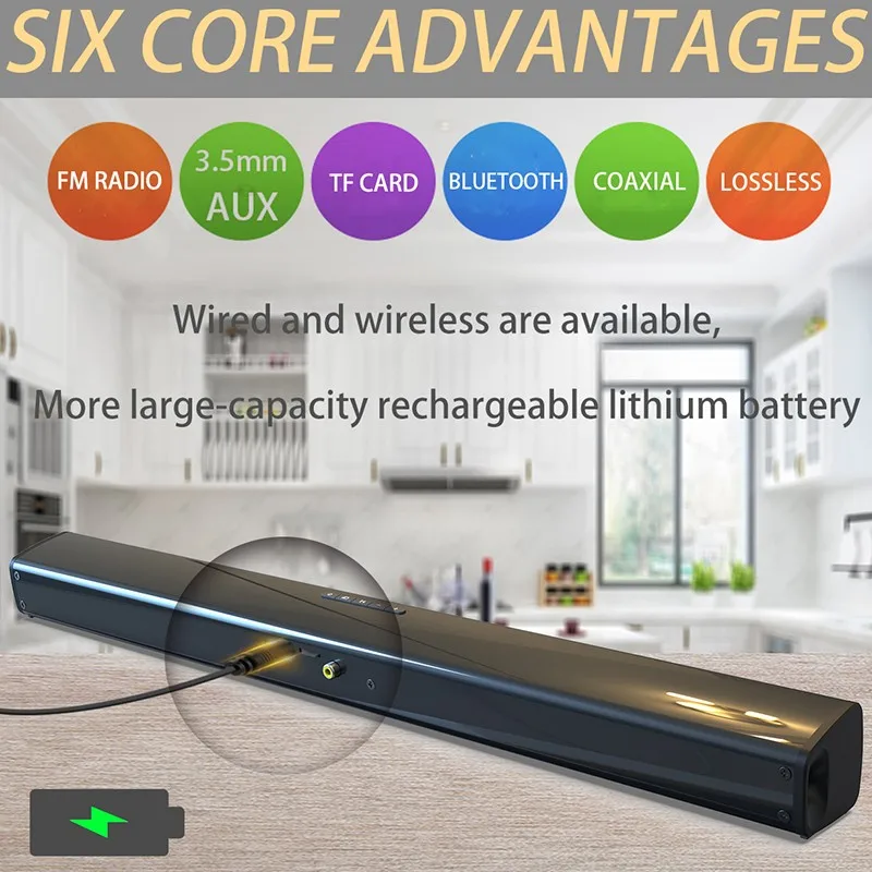 

20W TV Sound Bar Wired and Wireless Bluetooth Home Surround SoundBar for PC Theater TV Speaker