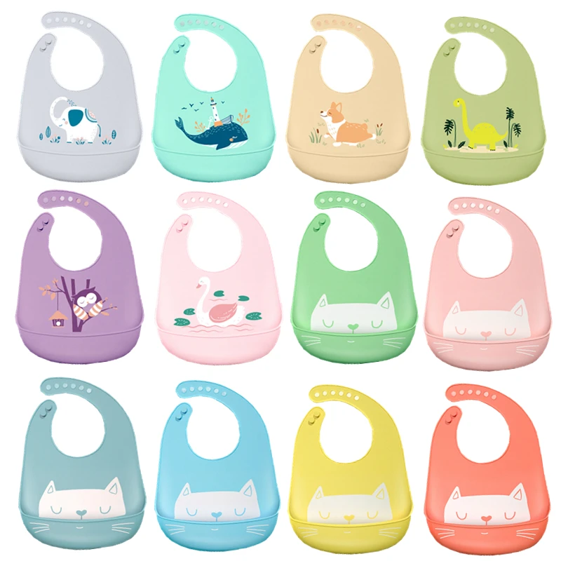 

Fashionable Silicone Breastplate Baby Bib Waterproof Cartoon Infant Bandana Bibs Newborn Feeding Burp Cloth Drooling Scarf