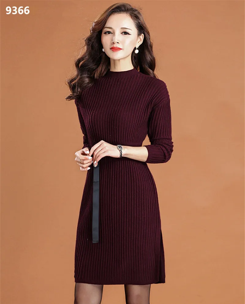 Зимнее платье для женщин 2020 вязаные платья больших размеров тонкое кашемировое