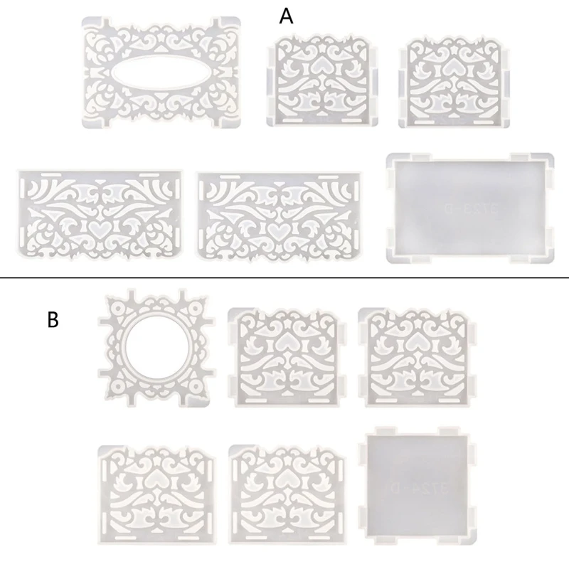 

Hollow Pattern Tissue Box Epoxy Resin Mold Napkin Paper Organizer Silicone Mould DIY Crafts Home Decorations Casting Tools