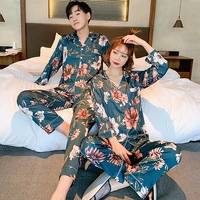 couples pajamas womens spring and autumn long sleeved viscose fiber korean style sweet mens cute homewear set silk thin