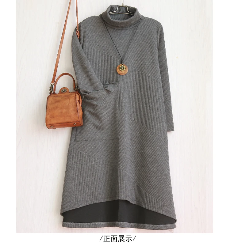 Женское асимметричное платье с высоким воротником свободное Повседневное