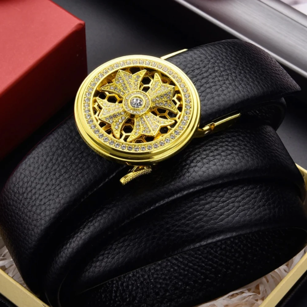 

Rhinestone PU Lengthen Belt 's Fashion Boss Business Casual Split Leather Belt Male Work Attendance Waist Free Shipping Men 4cm