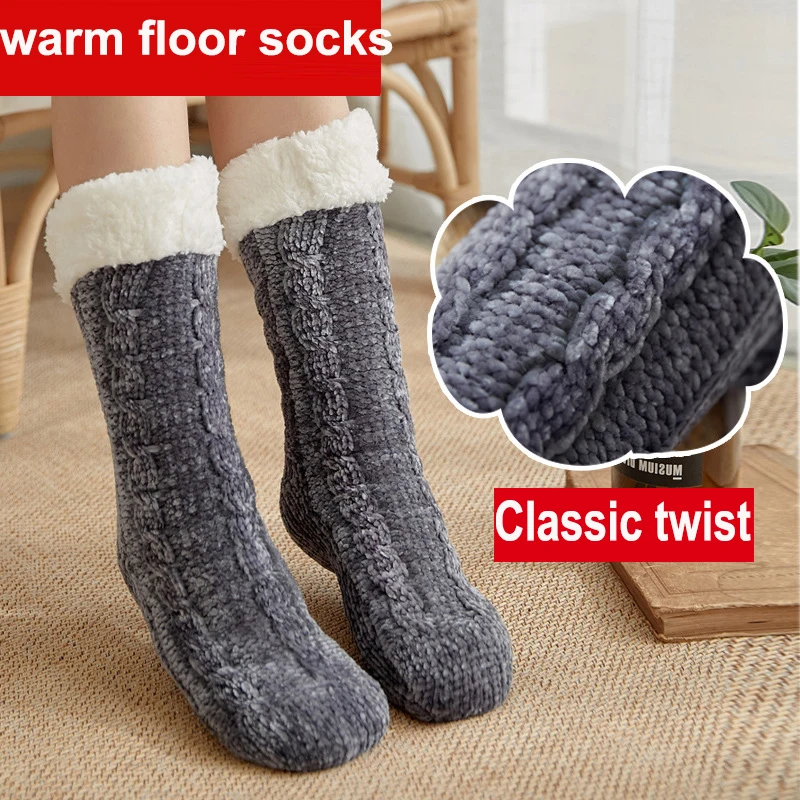 women winter warm socks snow Carpet Velvet Slippers calcetas lana largas mujer meia termica feminina skarpety damskie kawai