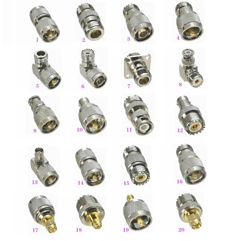 Коннектор адаптера UHF PL259 SO239 в N / BNC UHF/SMA штекер и гнездо RF коаксиальный тестовый
