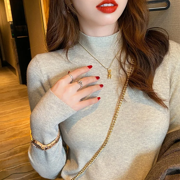 

Женская Мягкая водолазка, осенне-зимний простой свитер в западном стиле, 2020