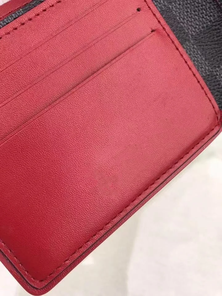 

Luxury wallet classic black plaid card practical style two-color stitching