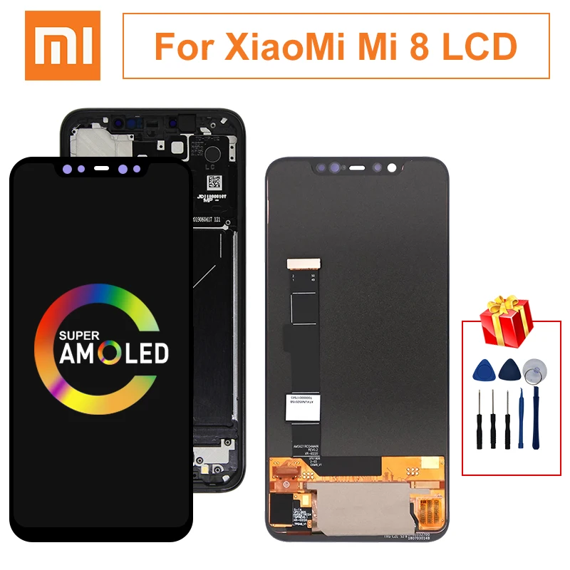 Супер AMOLED ЖК дисплей для xiaomi Mi 8 Mi8 сенсорный экран дигитайзер сборка замена