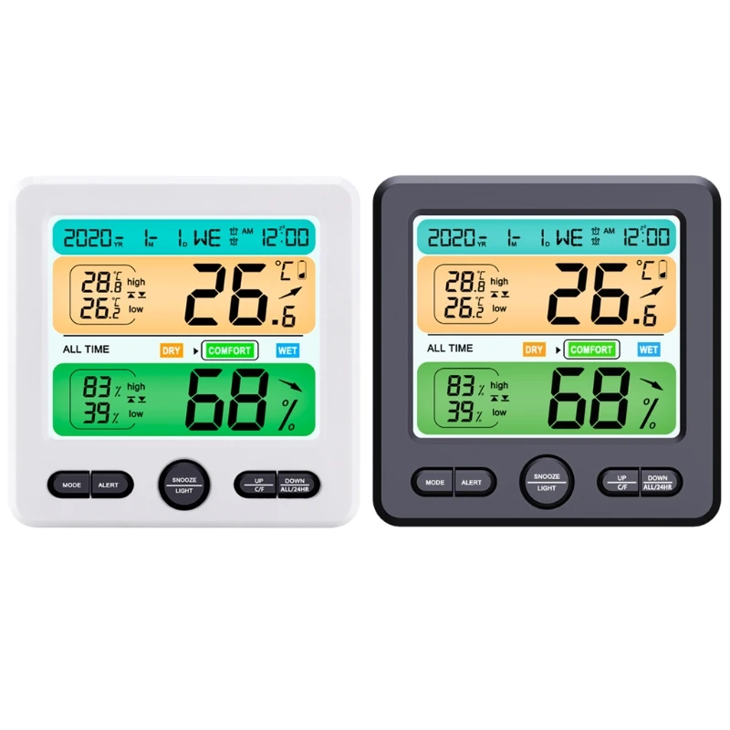 

157A Indoor Thermometer Alarm Clock Wall-hanging Temperature Humidity High/Low Alert