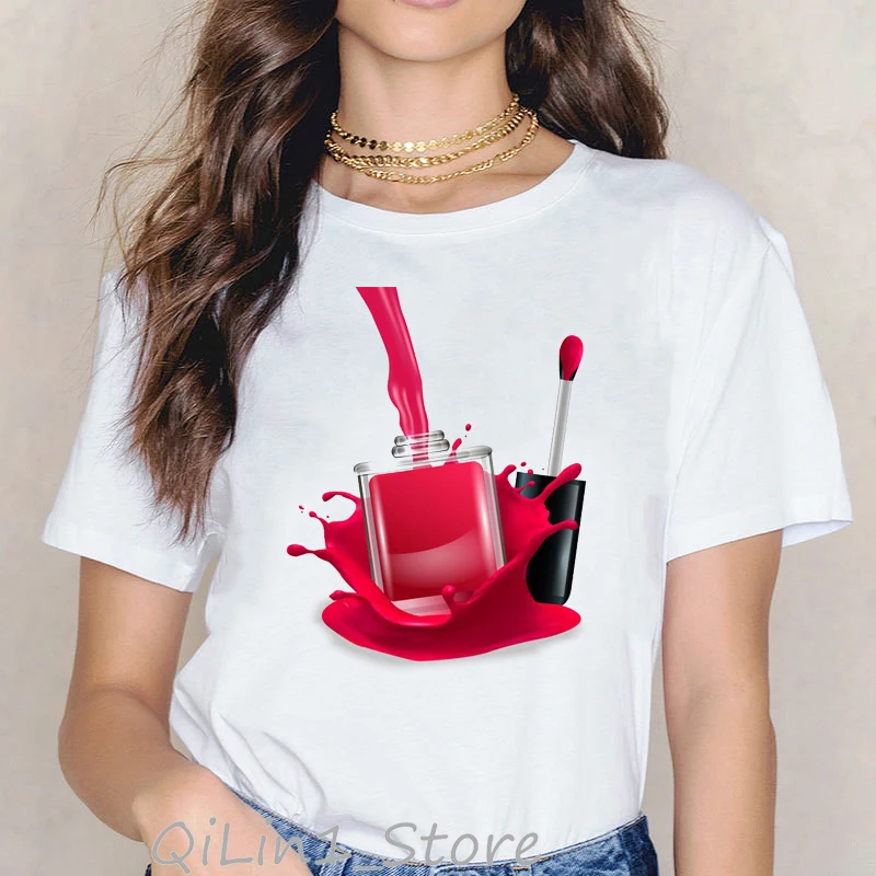 101794 Vogue Rainbow nail polish print tee shirt femme vintage t shirt women clothes summer top female harajuku aesthetic tshirt - Цвет: 101794