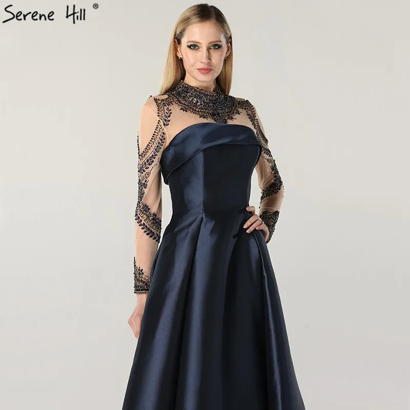 Вечерние платья с бриллиантами и бисером дубай вечерние 2020 высоким воротом