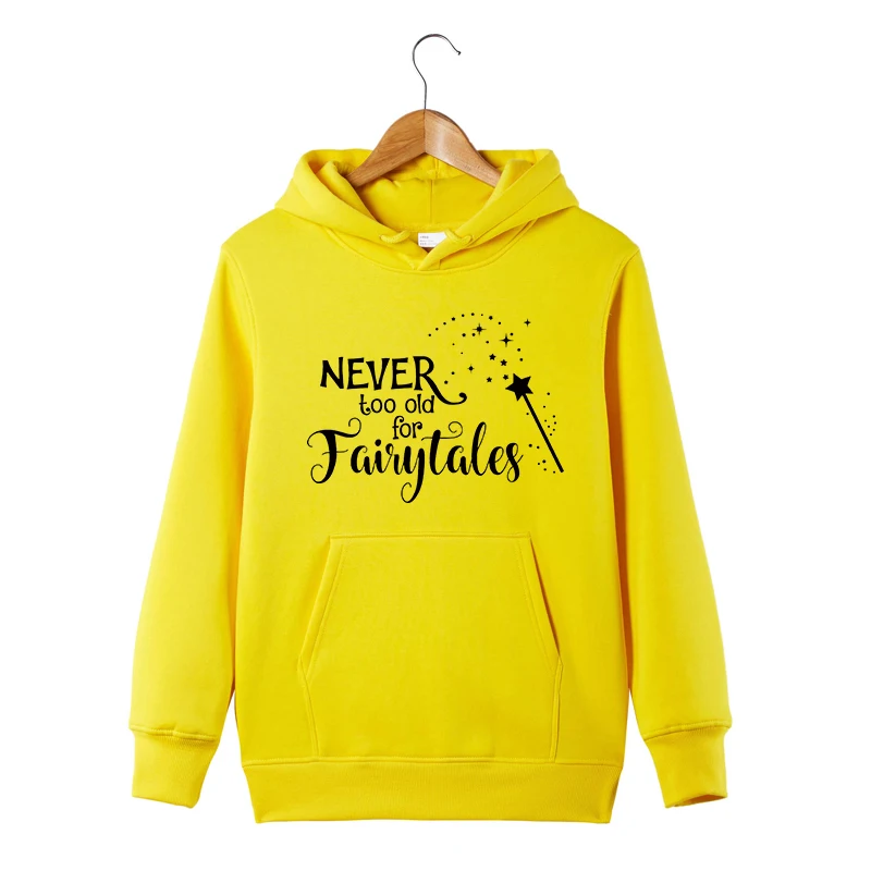 Женская толстовка с капюшоном и надписью Never Too Old For Fairytales|Женские толстовки