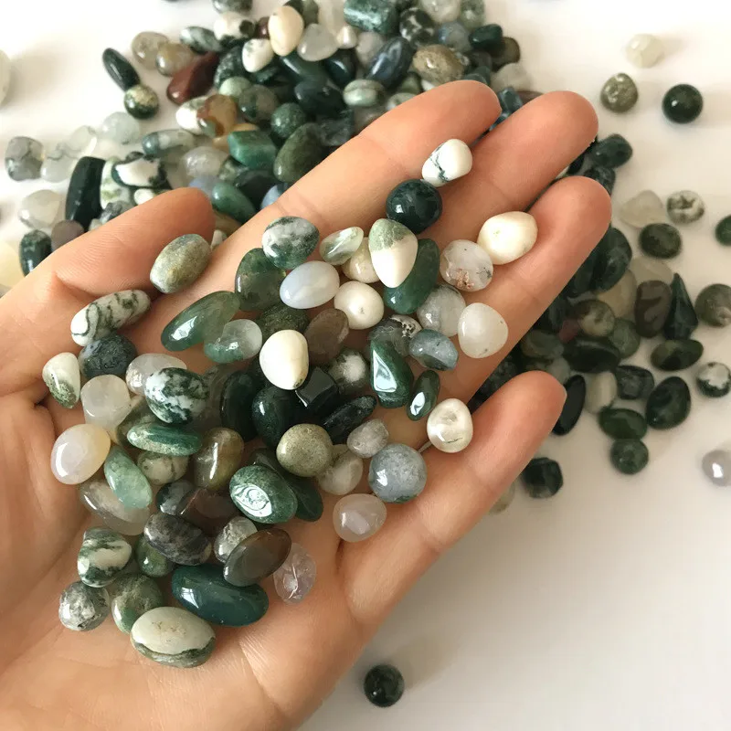 

100g Natural Moss Agate Gravel Quartz Crystal Stone Specimen Healing Fish Tank Drop Shipping Natural Stones and Minerals