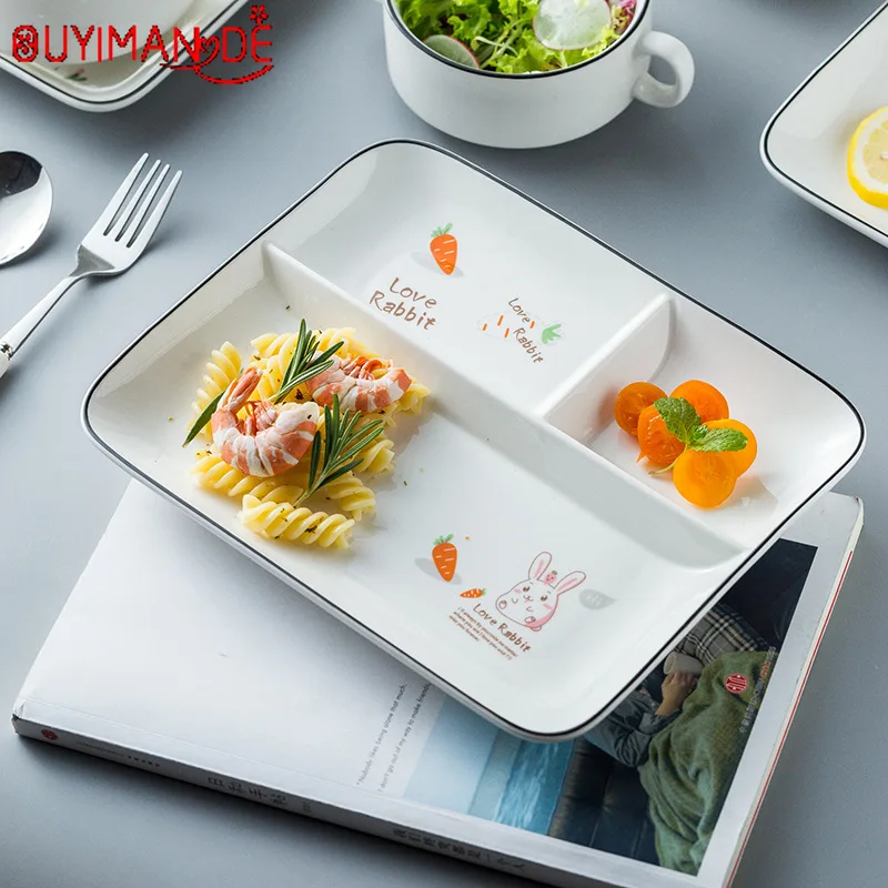 Разделительная тарелка для детского сада керамическая сетчатая посуда детей