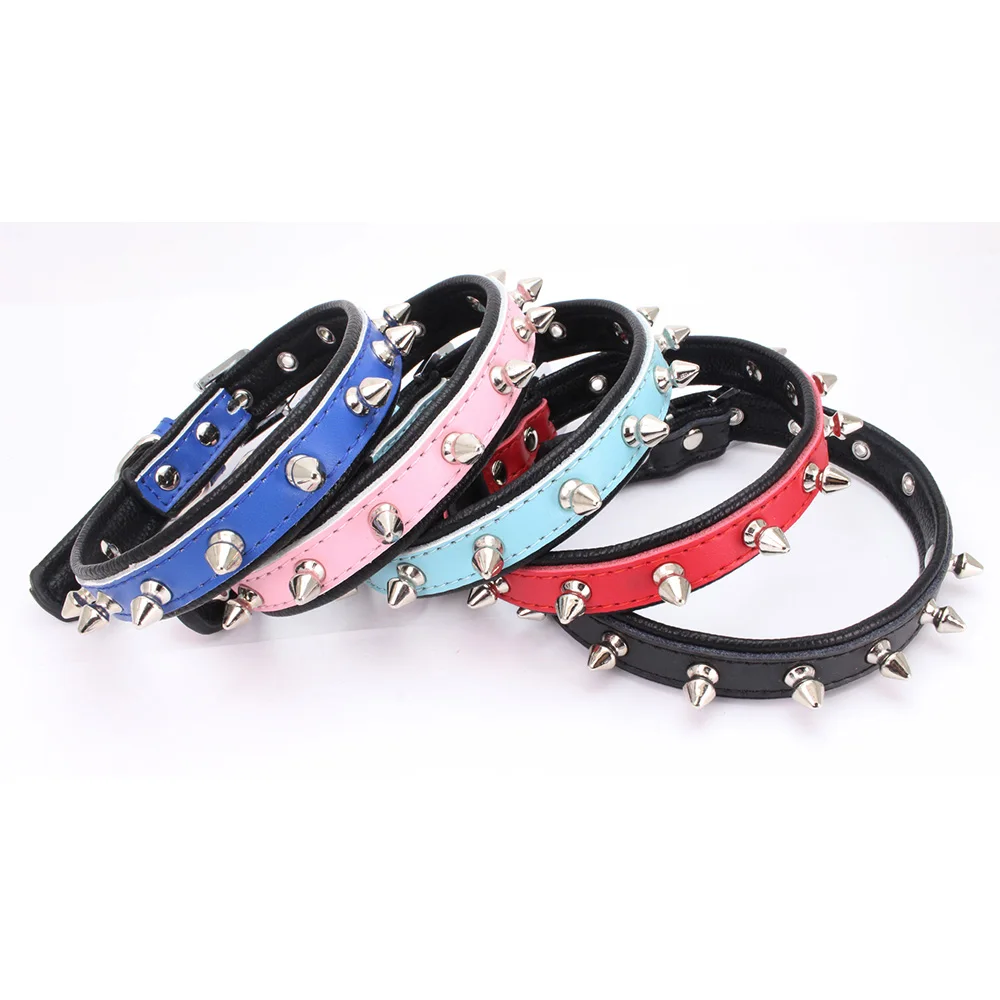 

Spiked Studded Small Large Cat Collar Rivet Accessory Hond Neck Strap For Kitten Necklace Leather PU Pitbull BullCat Pet