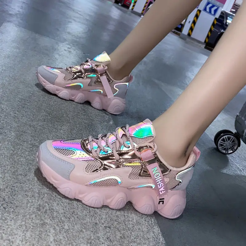 Осенние женские повседневные кроссовки беговые дышащая сетчатая обувь Уличная