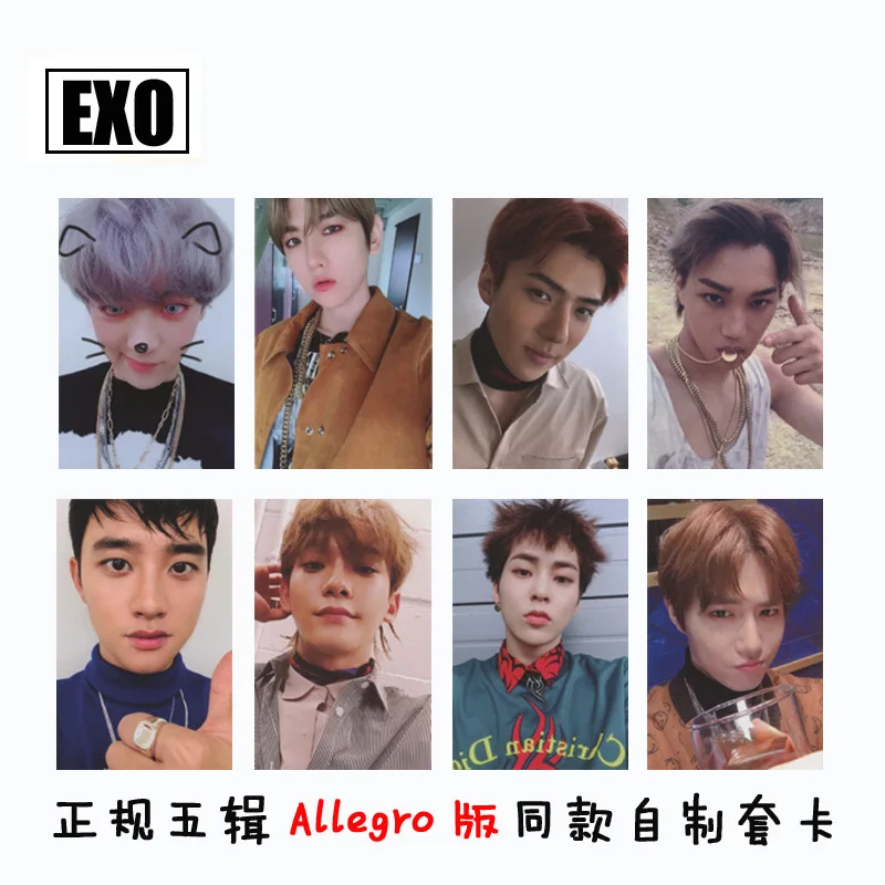8 шт./компл. Kpop EXO Фотокарта не запутывайте мой темп Аллегро альбом подписи фото карта для коллекции фанатов EXO Kpop HD clear