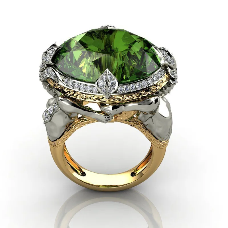 

Hot Sale Trendy Ring Mermaid Green Zircon Ring Fashion Women Crystal Ring