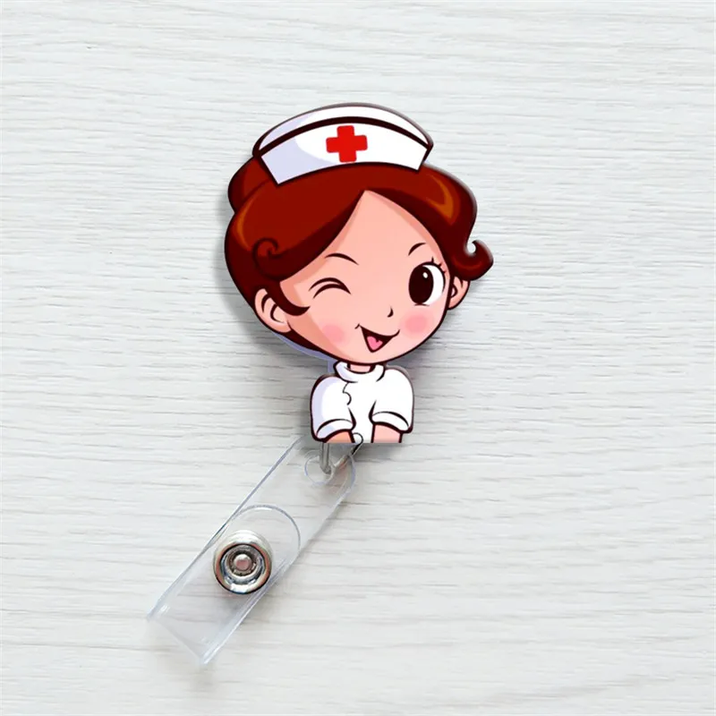1 шт. милый мультфильм мини раскладной держатель для бейджа медсестры ремешки