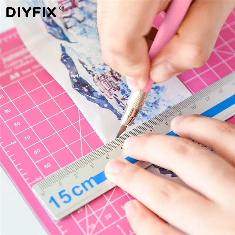 DIYFIX A5 ПВХ художественная ручка для гравировки ручная резка коврик линейка пинцет с лезвием Knief набор канцелярских инструментов для офиса Скрапбукинг