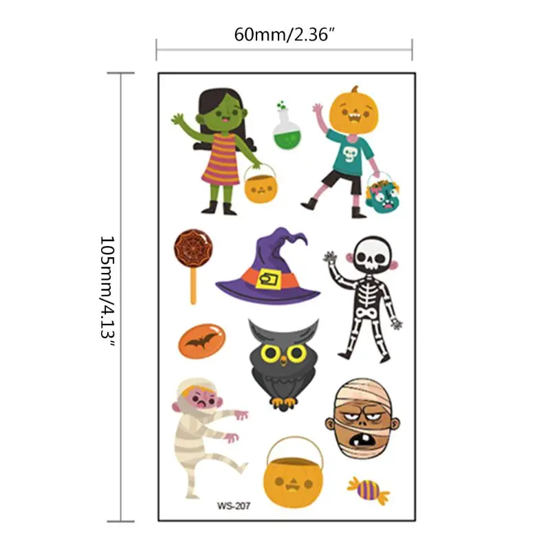 Временные татуировки на Хэллоуин для женщин и мужчин 11 шт. водонепроницаемые